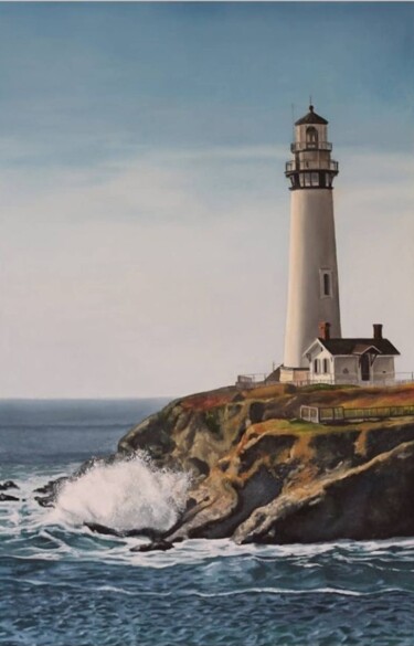 Painting titled "Lighthouse" by Yulia Fedun, Original Artwork, Oil