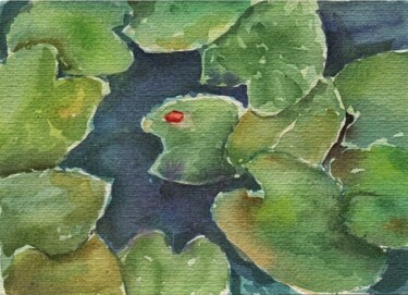 Malerei mit dem Titel "water lily" von Yulia Fedun, Original-Kunstwerk, Aquarell