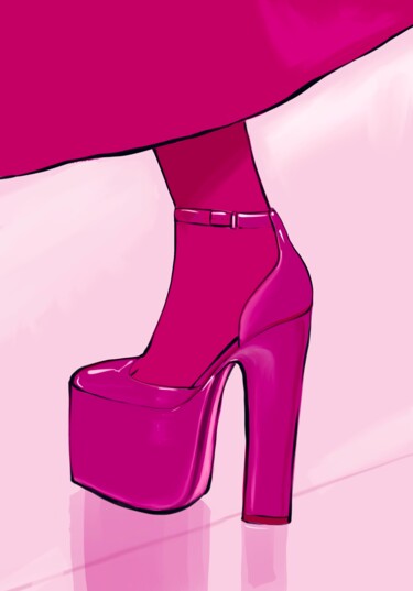 Digital Arts titled "pink shoe" by Yulia Gvozdkova, Original Artwork, 2D Digital Work