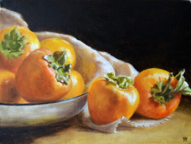 Painting titled "Persimmons" by Yulia Ivanova, Original Artwork, Oil