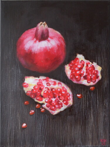 Картина под названием "Pomegranates" - Yulia Ivanova, Подлинное произведение искусства, Масло