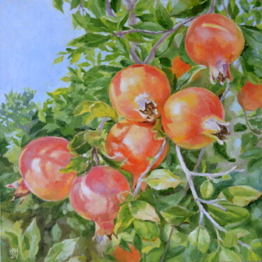 Pintura intitulada "Pomegranate tree" por Yulia Ivanova, Obras de arte originais, Óleo