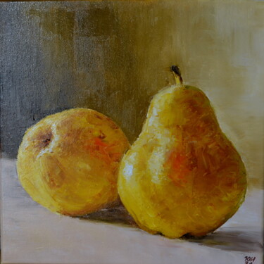 Pintura intitulada "Two Pears" por Yulia Ivanova, Obras de arte originais, Óleo