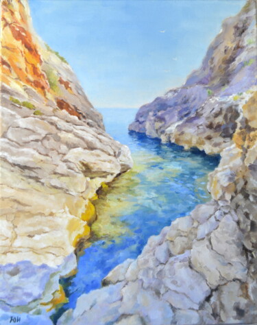 Schilderij getiteld "Sicilian Rocky Sea" door Yulia Ivanova, Origineel Kunstwerk, Olie