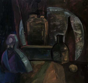 Картина под названием "Black still life" - Yulia Kiselyer, Подлинное произведение искусства, Гуашь