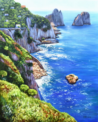 Malarstwo zatytułowany „Gorgeous Capri” autorstwa Yulia Nikonova, Oryginalna praca, Olej Zamontowany na Drewniana rama noszy
