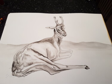Disegno intitolato "Deer, aquarelle, en…" da Yulia Pelevina, Opera d'arte originale, Acquarello