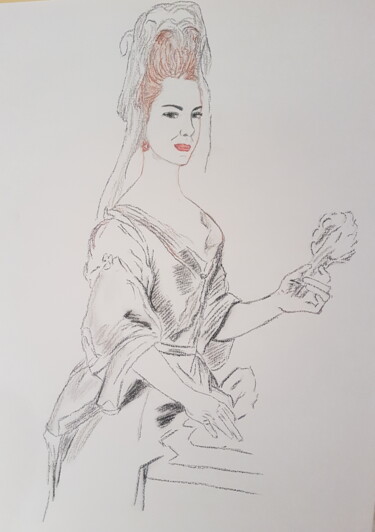 Drawing titled "Autoportrait, style…" by Yulia Pelevina, Original Artwork, Pastel