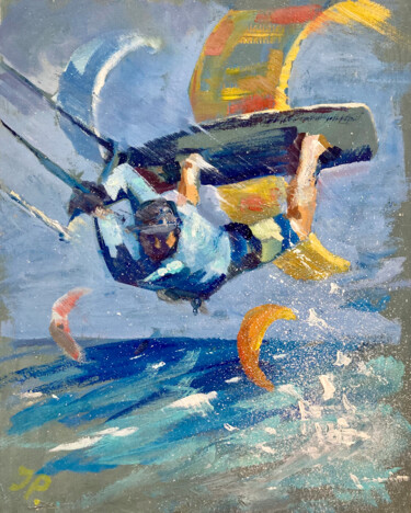 Картина под названием "Kitesurfing" - Yulia Prykina, Подлинное произведение искусства, Масло