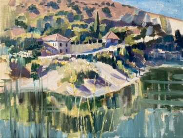 Malerei mit dem Titel "Cyprus village of F…" von Yulia Prykina, Original-Kunstwerk, Öl