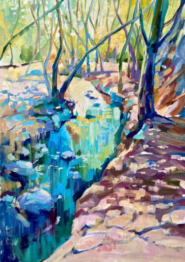 Pintura intitulada "Mountain river" por Yulia Prykina, Obras de arte originais, Óleo
