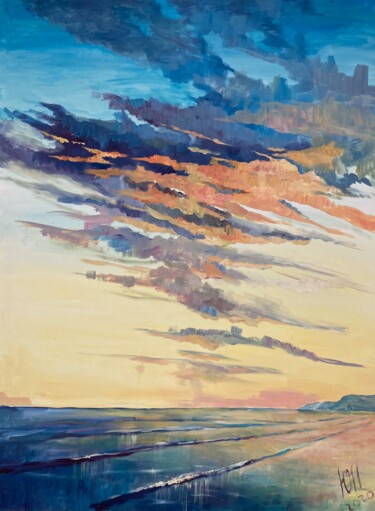 Malerei mit dem Titel "Sunset in Сourion B…" von Yulia Prykina, Original-Kunstwerk, Öl