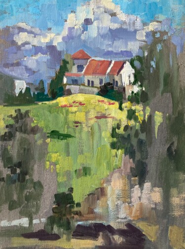 Pintura intitulada "House among floweri…" por Yulia Prykina, Obras de arte originais, Óleo