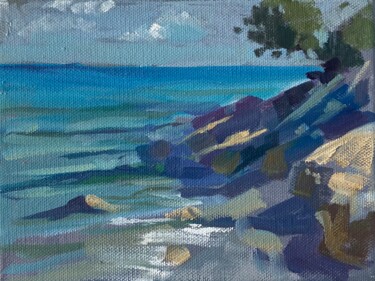 Pittura intitolato "Sea shore Cyprus. S…" da Yulia Prykina, Opera d'arte originale, Olio