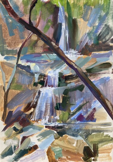 Картина под названием "Waterfall Mesa Pota…" - Yulia Prykina, Подлинное произведение искусства, Масло