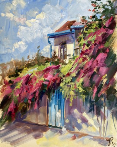 Malerei mit dem Titel "Old Cyprus village…" von Yulia Prykina, Original-Kunstwerk, Öl