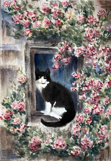 Painting titled "Marquis" by Yulia Risevets, Original Artwork, Watercolor