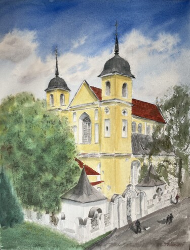 Painting titled "Cathedral" by Yulia Risevets, Original Artwork, Watercolor