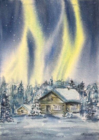 Painting titled "Dance of light" by Yulia Risevets, Original Artwork, Watercolor