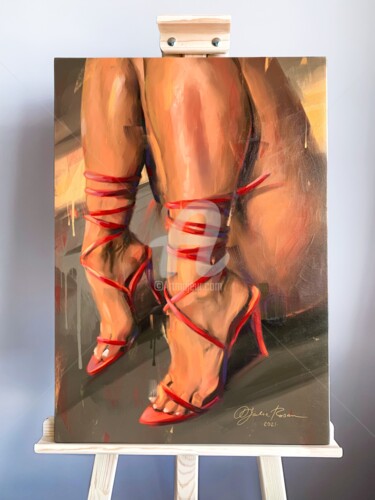 Painting titled "ELEGANCE" by Yulia Rossan, Original Artwork, Digital Painting Mounted on Wood Stretcher frame
