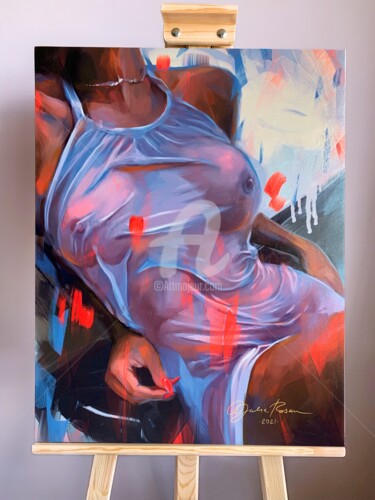 Painting titled "No modesty, if you…" by Yulia Rossan, Original Artwork, Acrylic Mounted on Wood Stretcher frame