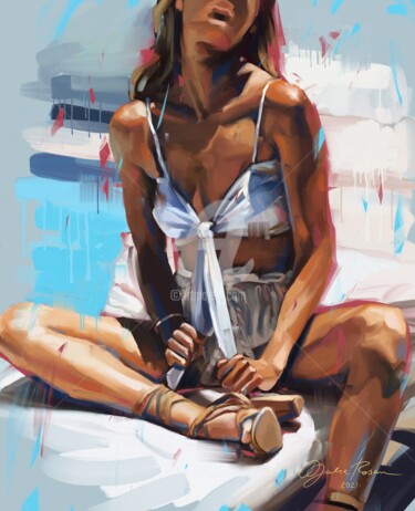 Pintura intitulada "Only Flirting" por Yulia Rossan, Obras de arte originais, Pintura digital Montado em Armação em madeira