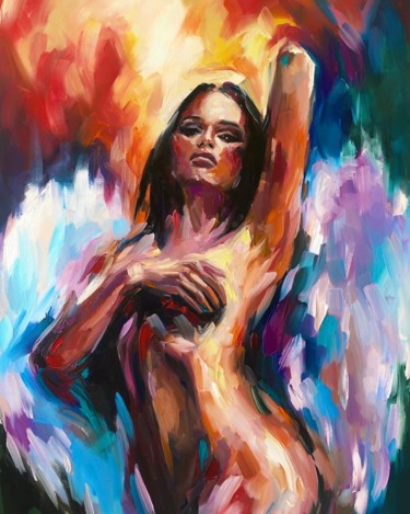 Pintura intitulada "Angel" por Yulia Varlamova, Obras de arte originais, Óleo