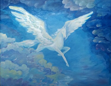 Malerei mit dem Titel "Pegasus" von Yulia Vasenina, Original-Kunstwerk, Öl