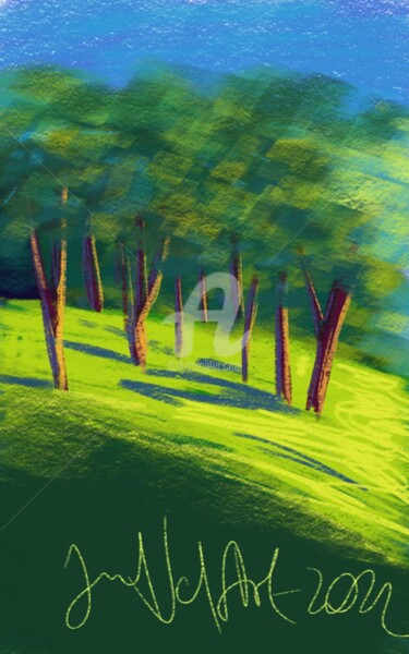 Arts numériques intitulée ""Деревья"" par Yulia Velychko (JulVelArt), Œuvre d'art originale, Peinture numérique