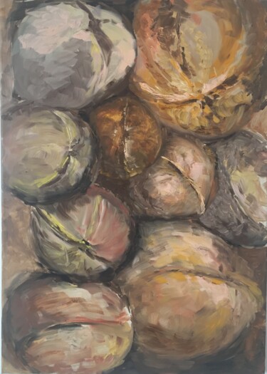 Картина под названием "Walnuts" - Yulia Yakunina, Подлинное произведение искусства, Масло