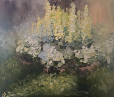 Painting titled "Flowerbed" by Yulia Yakunina, Original Artwork, Oil Mounted on Wood Stretcher frame