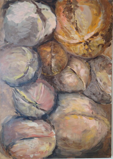 Painting titled "Walnuts" by Yulia Yakunina, Original Artwork, Oil