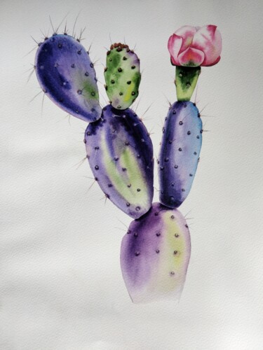 Malerei mit dem Titel "Purple handsome" von Yulia Zhevnova, Original-Kunstwerk, Aquarell