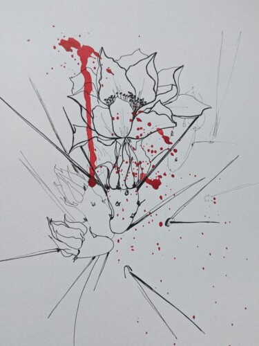 Dessin intitulée "Blood dew 2" par Yulia Zhevnova, Œuvre d'art originale, Aquarelle