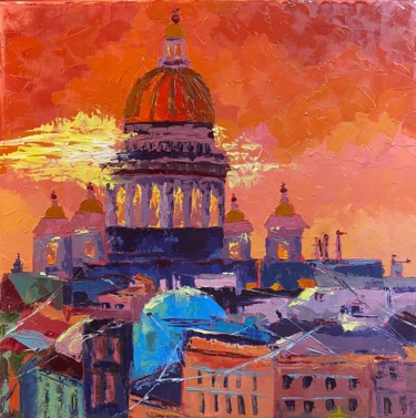 Painting titled "ISAAC'S CATHEDRAL A…" by Yulia Gavarini, Original Artwork, Oil