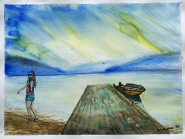 Malerei mit dem Titel "Remember our summer…" von Yulia Schuster, Original-Kunstwerk, Aquarell
