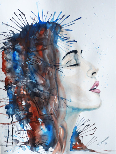 Malerei mit dem Titel "Breeze" von Yulia Schuster, Original-Kunstwerk, Aquarell