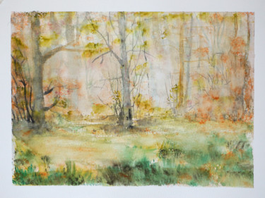 Malerei mit dem Titel "Autumn in forest" von Yulia Schuster, Original-Kunstwerk, Aquarell