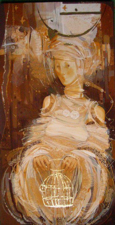 Картина под названием "She is crowned by t…" - Yulia Luchkina, Подлинное произведение искусства, Масло