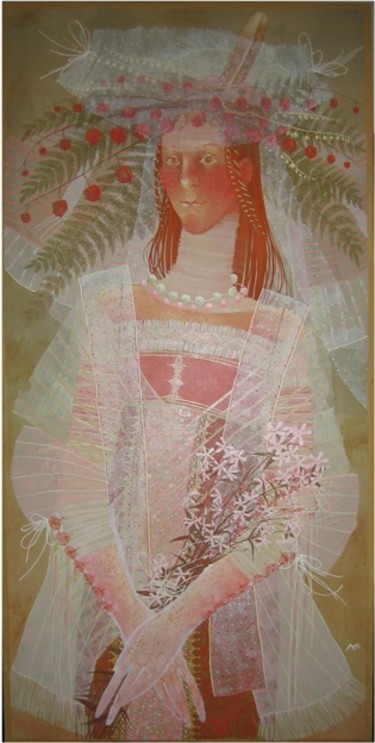 Картина под названием "Bride" - Yulia Luchkina, Подлинное произведение искусства, Масло