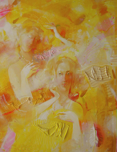 Картина под названием "Dense white cloud" - Yulia Luchkina, Подлинное произведение искусства, Масло