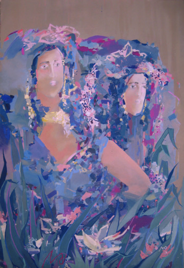 Картина под названием "Maidens of lake" - Yulia Luchkina, Подлинное произведение искусства, Масло