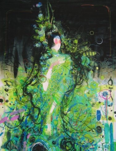 Картина под названием "Moonrise" - Yulia Luchkina, Подлинное произведение искусства, Масло