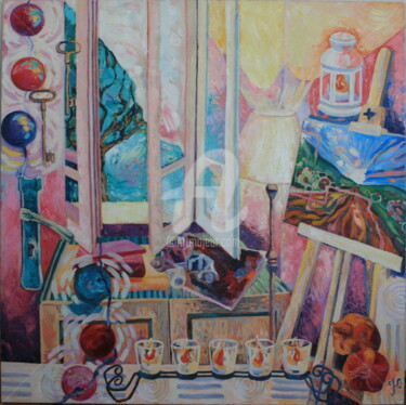 Painting titled "The studio" by Yuliana Vladova, Original Artwork, Oil