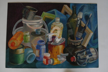 Painting titled "Atelier" by Yuliana Vladova, Original Artwork, Tempera