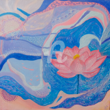 Painting titled "Lotus Flower" by Yuliana Vladova, Original Artwork, Oil