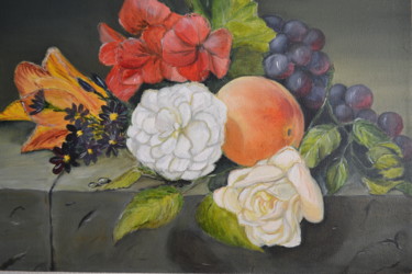 Painting titled "Still life oil on c…" by Yulia Sheverova, Original Artwork, Oil Mounted on Wood Stretcher frame