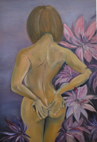 Painting titled "Temptation" by Yulia Sheverova, Original Artwork, Oil Mounted on Cardboard