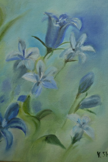 Картина под названием "Bell-flowers in the…" - Yulia Sheverova, Подлинное произведение искусства, Масло