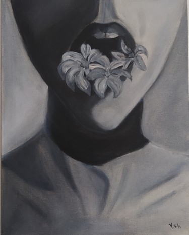 Картина под названием "shout with flowers.…" - Yulia Sheverova, Подлинное произведение искусства, Масло
